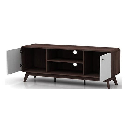Cassie Wooden TV Stand With 2 Doors In Walnut And White