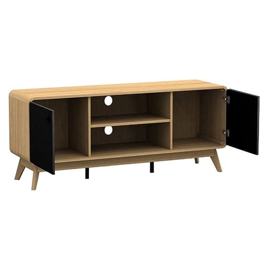 Cassie Wooden TV Stand With 2 Doors In Oak And Black