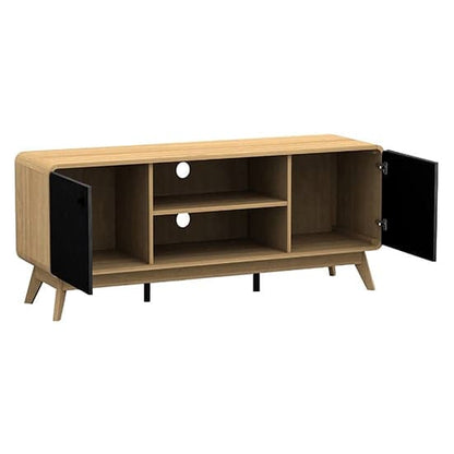 Cassie Wooden TV Stand With 2 Doors In Oak And Black