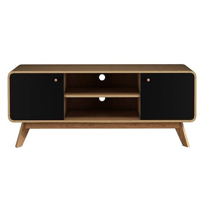 Cassie Wooden TV Stand With 2 Doors In Oak And Black