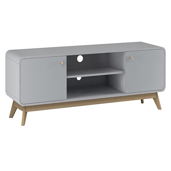 Cassie Wooden TV Stand With 2 Doors In Grey