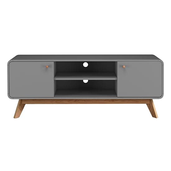 Cassie Wooden TV Stand With 2 Doors In Grey