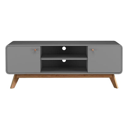 Cassie Wooden TV Stand With 2 Doors In Grey