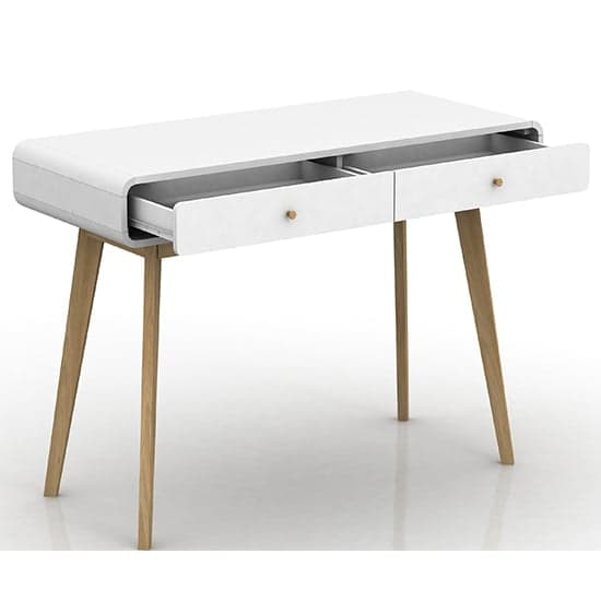 Cassie Wooden Computer Desk With 2 Drawers In White
