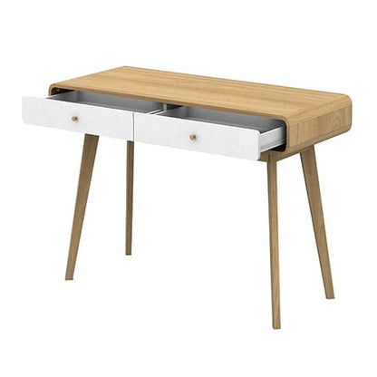 Cassie Wooden Computer Desk With 2 Drawers In Oak And White