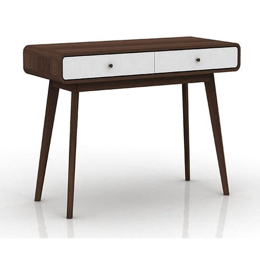 Cassie Wooden Computer Desk With 2 Drawers In Walnut And White