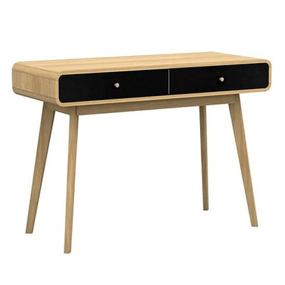 Cassie Wooden Computer Desk With 2 Drawers In Oak And Black