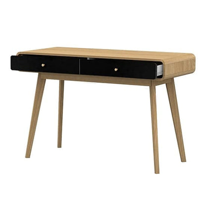 Cassie Wooden Computer Desk With 2 Drawers In Oak And Black