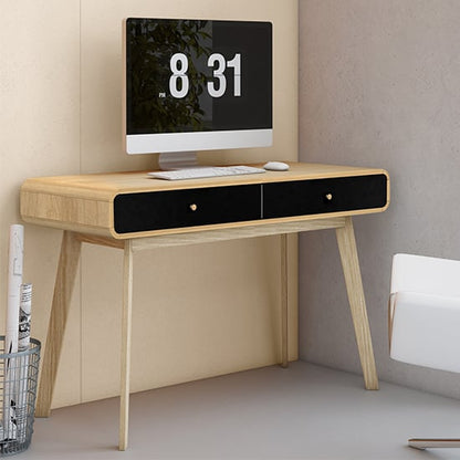 Cassie Wooden Computer Desk With 2 Drawers In Oak And Black