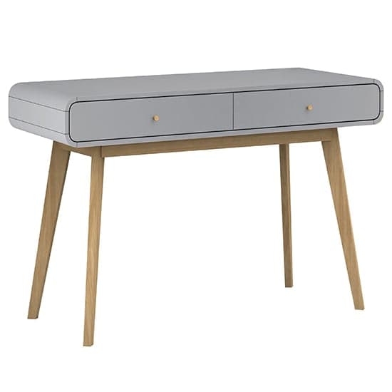 Cassie Wooden Computer Desk With 2 Drawers In Grey