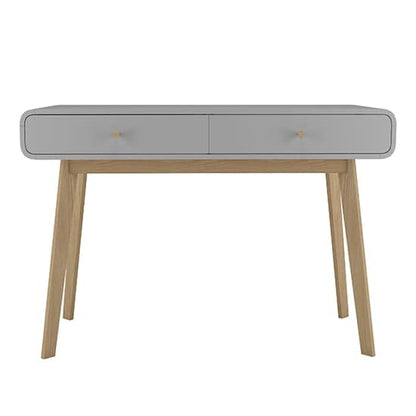 Cassie Wooden Computer Desk With 2 Drawers In Grey