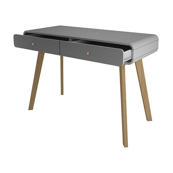 Cassie Wooden Computer Desk With 2 Drawers In Grey