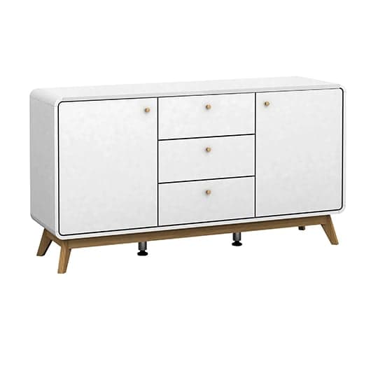 Cassie Wooden Sideboard With 2 Doors And 3 Drawers In White