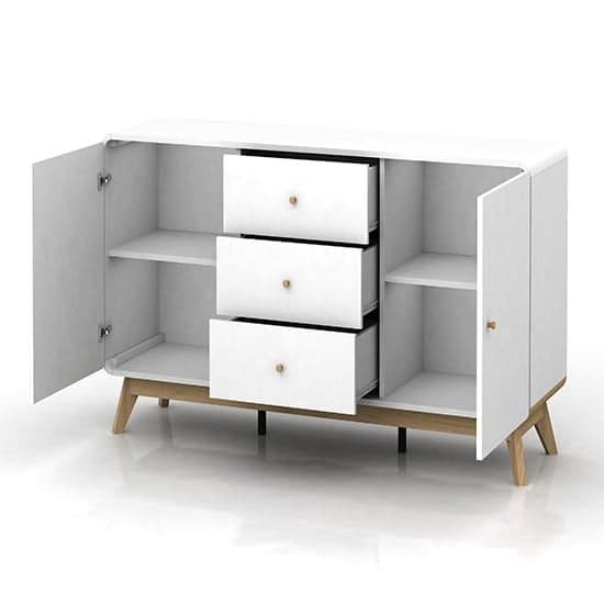 Cassie Wooden Sideboard With 2 Doors And 3 Drawers In White