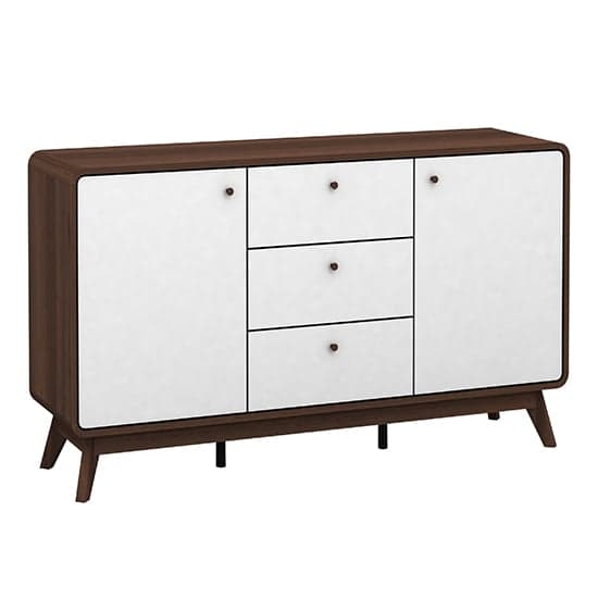 Cassie Wooden Sideboard With 2 Doors And 3 Drawers In Walnut And White
