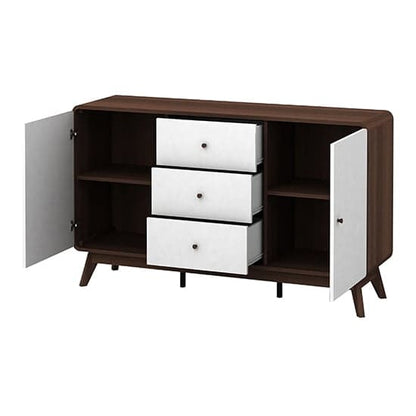 Cassie Wooden Sideboard With 2 Doors And 3 Drawers In Walnut And White