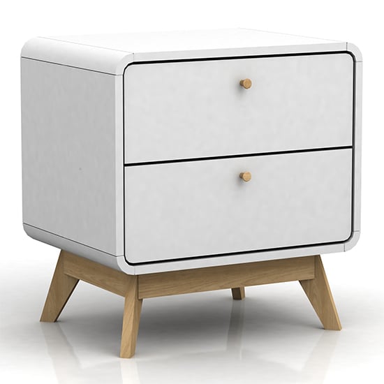 Cassie Wooden Bedside Cabinet With 2 Drawers In White