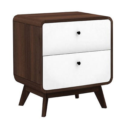 Cassie Wooden Bedside Cabinet With 2 Drawers In Walnut And White