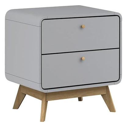 Cassie Wooden Bedside Cabinet With 2 Drawers In Grey