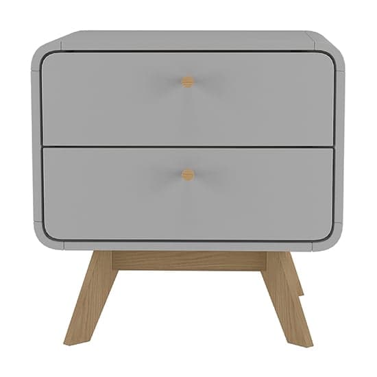 Cassie Wooden Bedside Cabinet With 2 Drawers In Grey