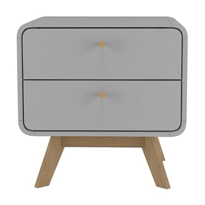 Cassie Wooden Bedside Cabinet With 2 Drawers In Grey