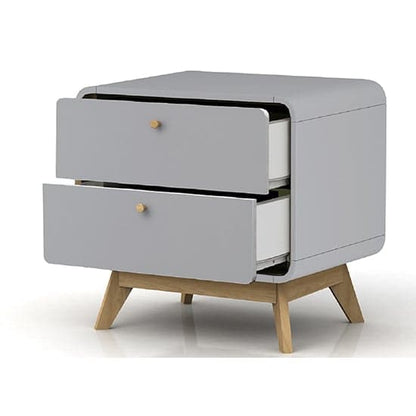 Cassie Wooden Bedside Cabinet With 2 Drawers In Grey