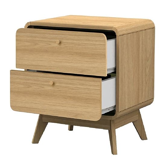 Cassie Wooden Bedside Cabinet With 2 Drawers In Oak