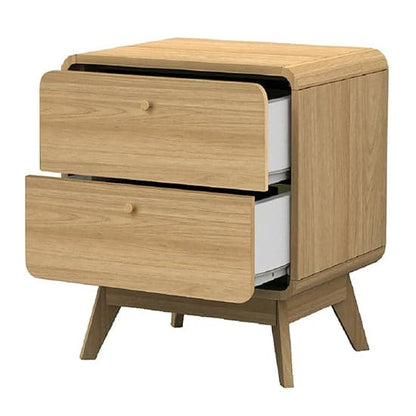Cassie Wooden Bedside Cabinet With 2 Drawers In Oak