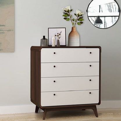 Cassie Wooden Chest Of 4 Drawers In Walnut And White