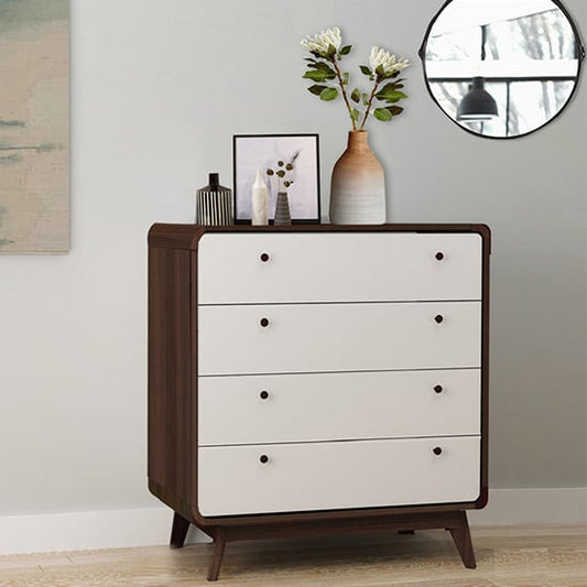 Cassie Wooden Chest Of 4 Drawers In Walnut And White