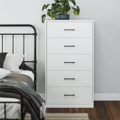Brez Wooden Chest Of 5 Drawers In White