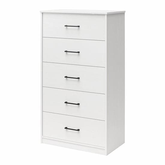 Brez Wooden Chest Of 5 Drawers In White
