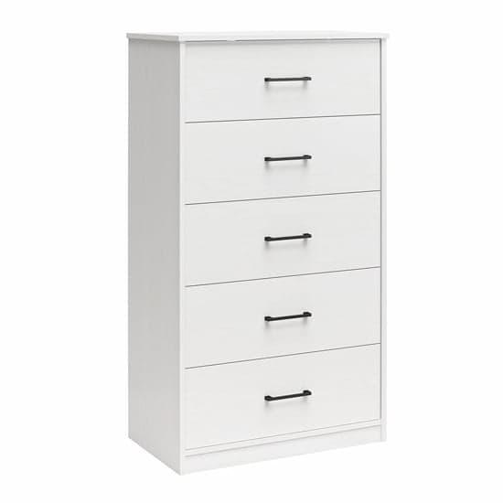 Brez Wooden Chest Of 5 Drawers In White