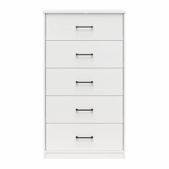Brez Wooden Chest Of 5 Drawers In White