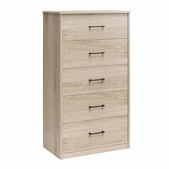 Brez Wooden Chest Of 5 Drawers In Light Oak