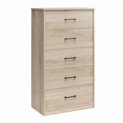 Brez Wooden Chest Of 5 Drawers In Light Oak
