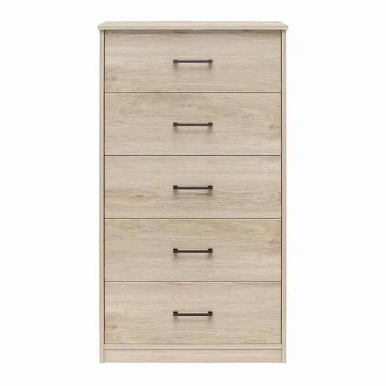 Brez Wooden Chest Of 5 Drawers In Light Oak