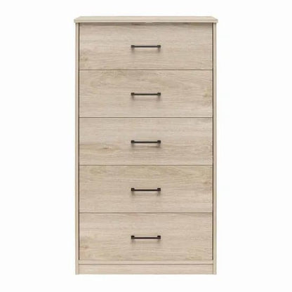 Brez Wooden Chest Of 5 Drawers In Light Oak