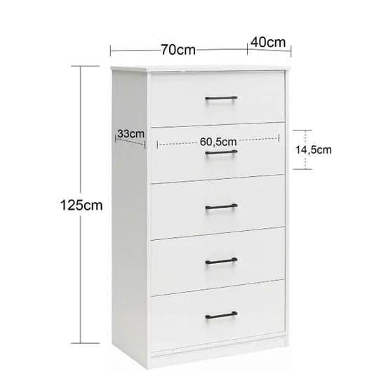 Brez Wooden Chest Of 5 Drawers In Light Oak