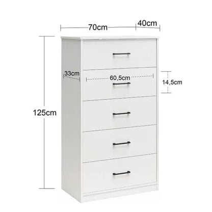 Brez Wooden Chest Of 5 Drawers In Light Oak