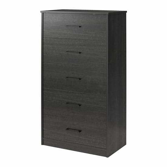 Brez Wooden Chest Of 5 Drawers In Black Oak