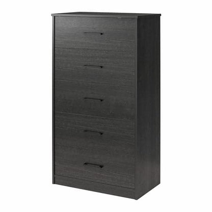 Brez Wooden Chest Of 5 Drawers In Black Oak