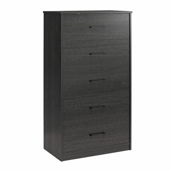 Brez Wooden Chest Of 5 Drawers In Black Oak