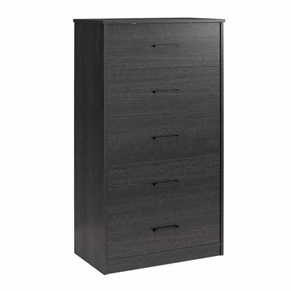 Brez Wooden Chest Of 5 Drawers In Black Oak