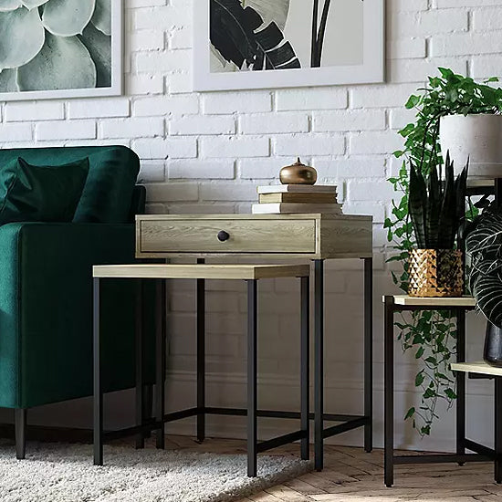 Tamlin Wooden Nesting End Tables In Linseed Oak