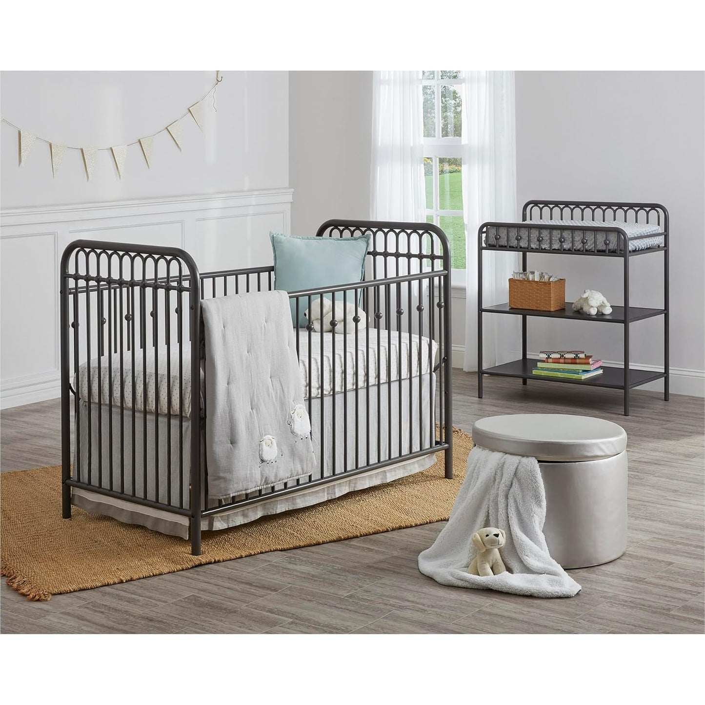 Monarch Hill Ivy Metal Baby Crib Cot Bed In Grey