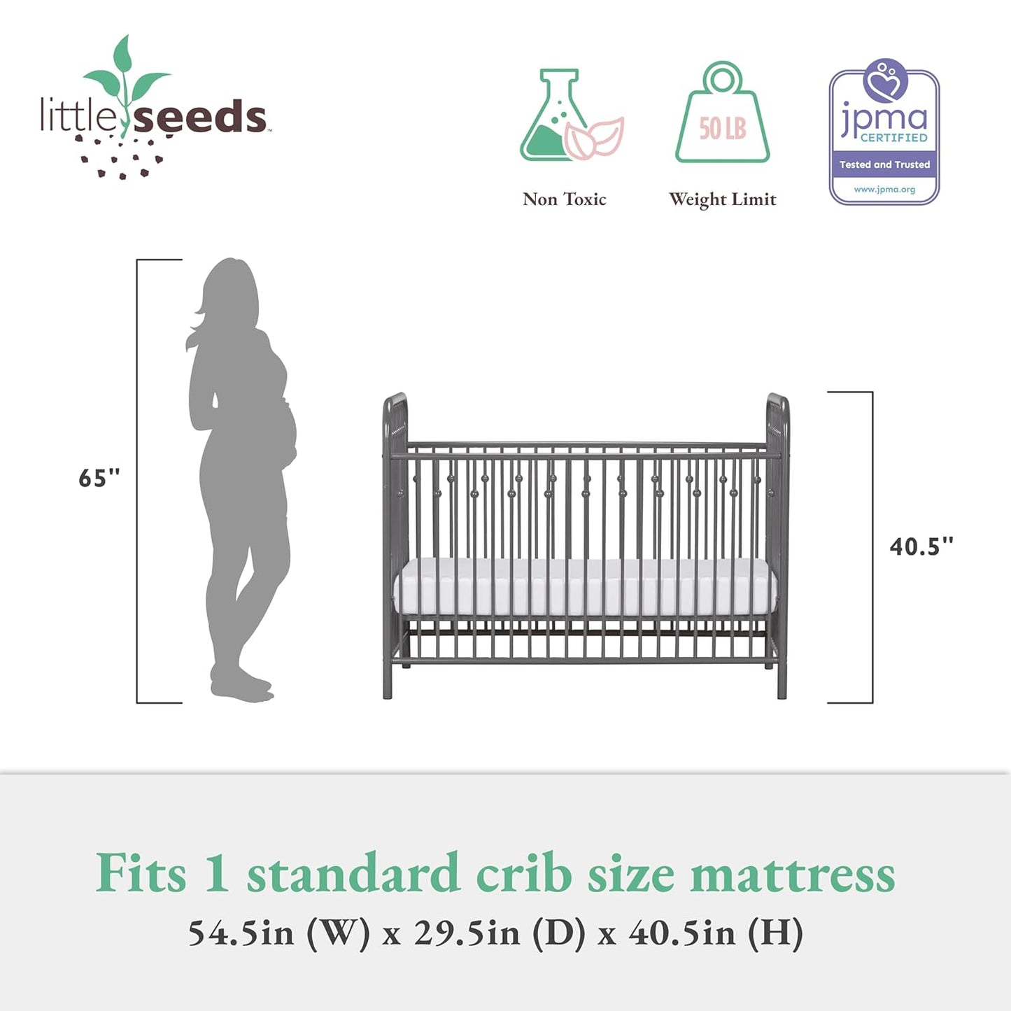 Monarch Hill Ivy Metal Baby Crib Cot Bed In Grey