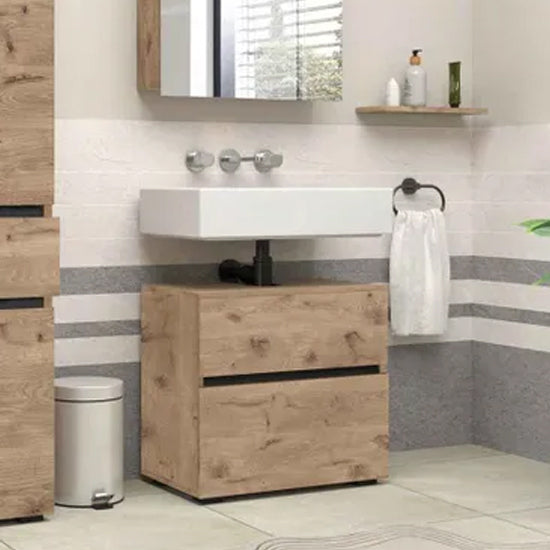 Wisla Large Wooden Bathroom Vanity Unit With 2 Doors In Viking Oak