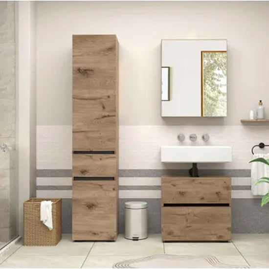 Wisla Large Wooden Bathroom Vanity Unit With 2 Doors In Viking Oak