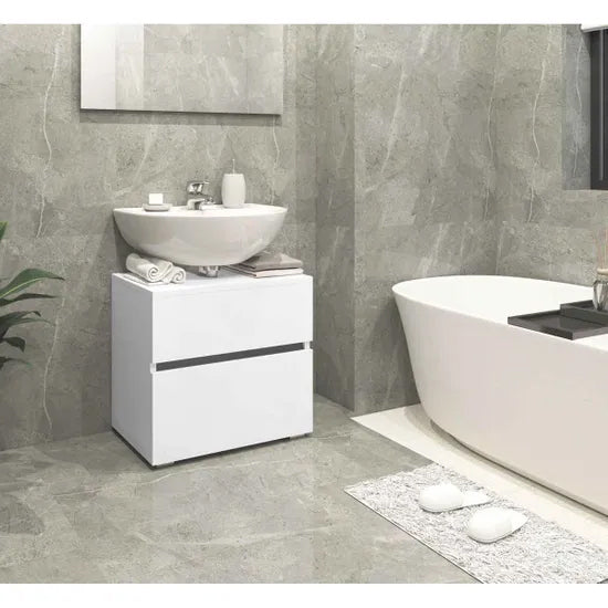 Wisla Large Wooden Bathroom Vanity Unit With 2 Doors In White